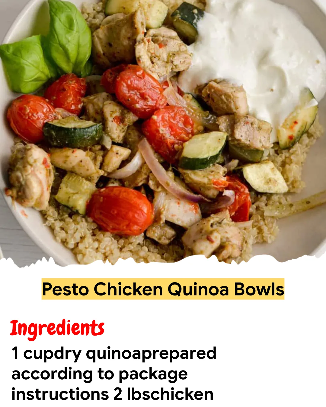Meal Prep Recipe Pesto Chicken Quinoa Bowls
