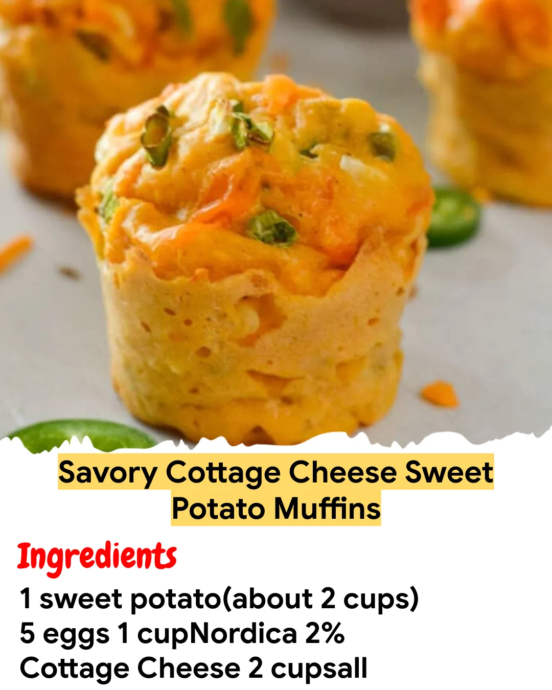 Meal Prep Recipe Savory Cottage Cheese Sweet Potato Muffins