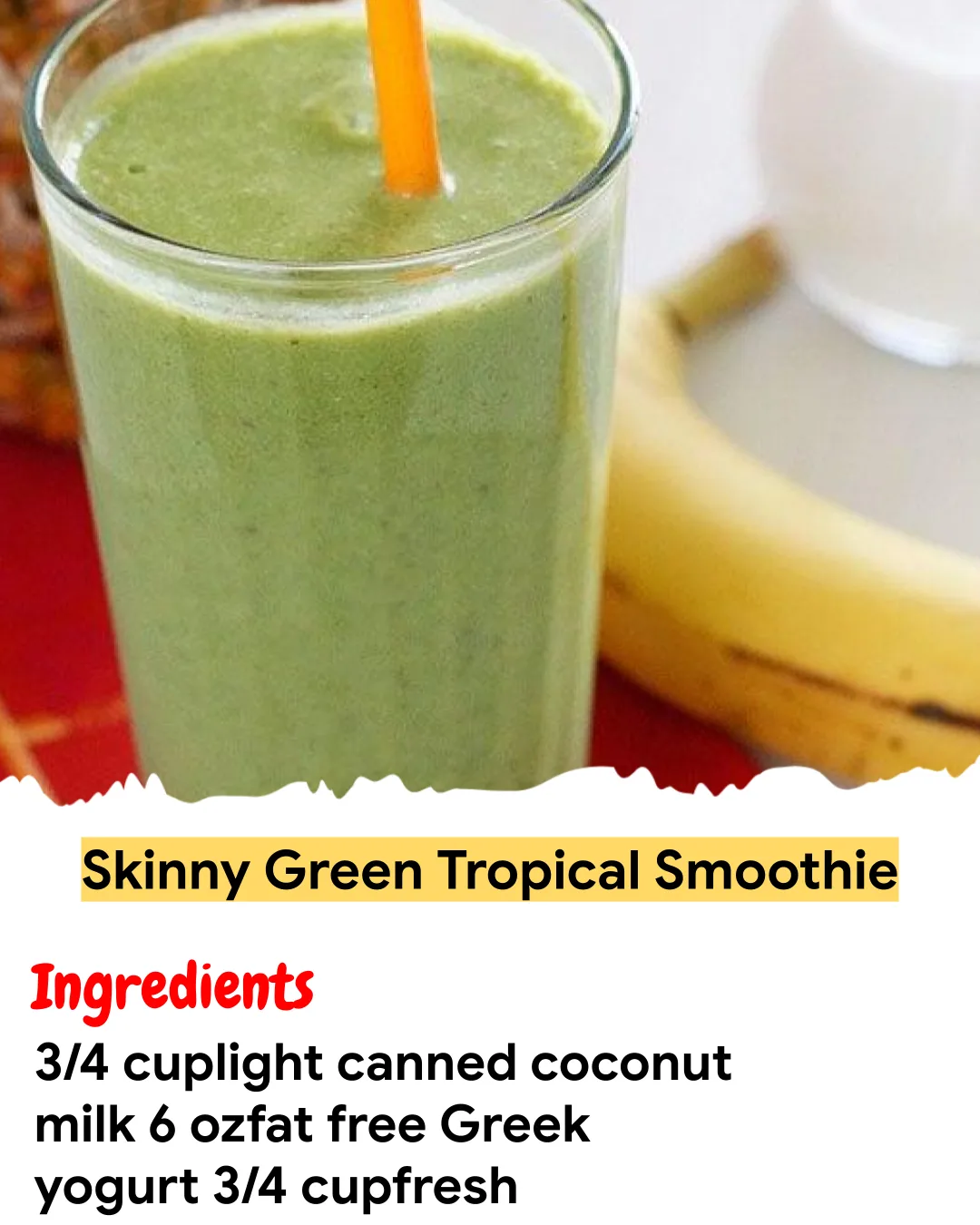 Meal Prep Recipe Skinny Green Tropical Smoothie