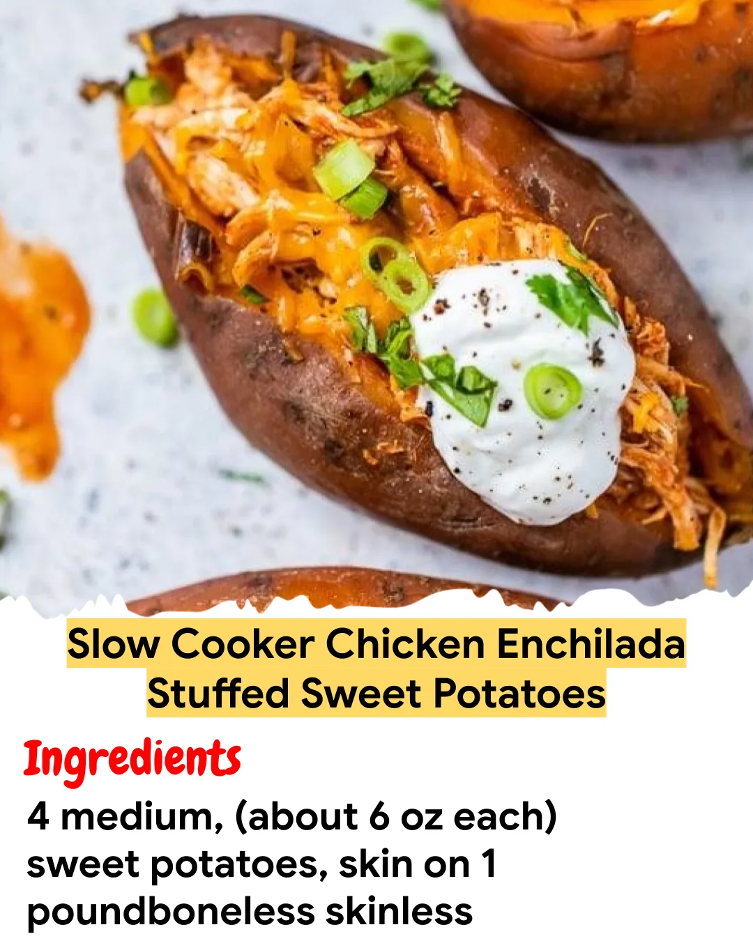 Meal Prep Recipe Slow Cooker Chicken Enchilada Stuffed Sweet Potatoes