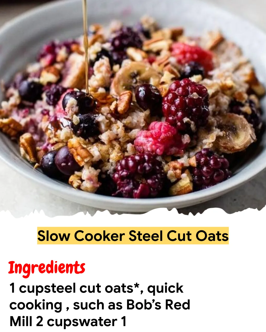 Meal Prep Recipe Slow Cooker Steel Cut Oats