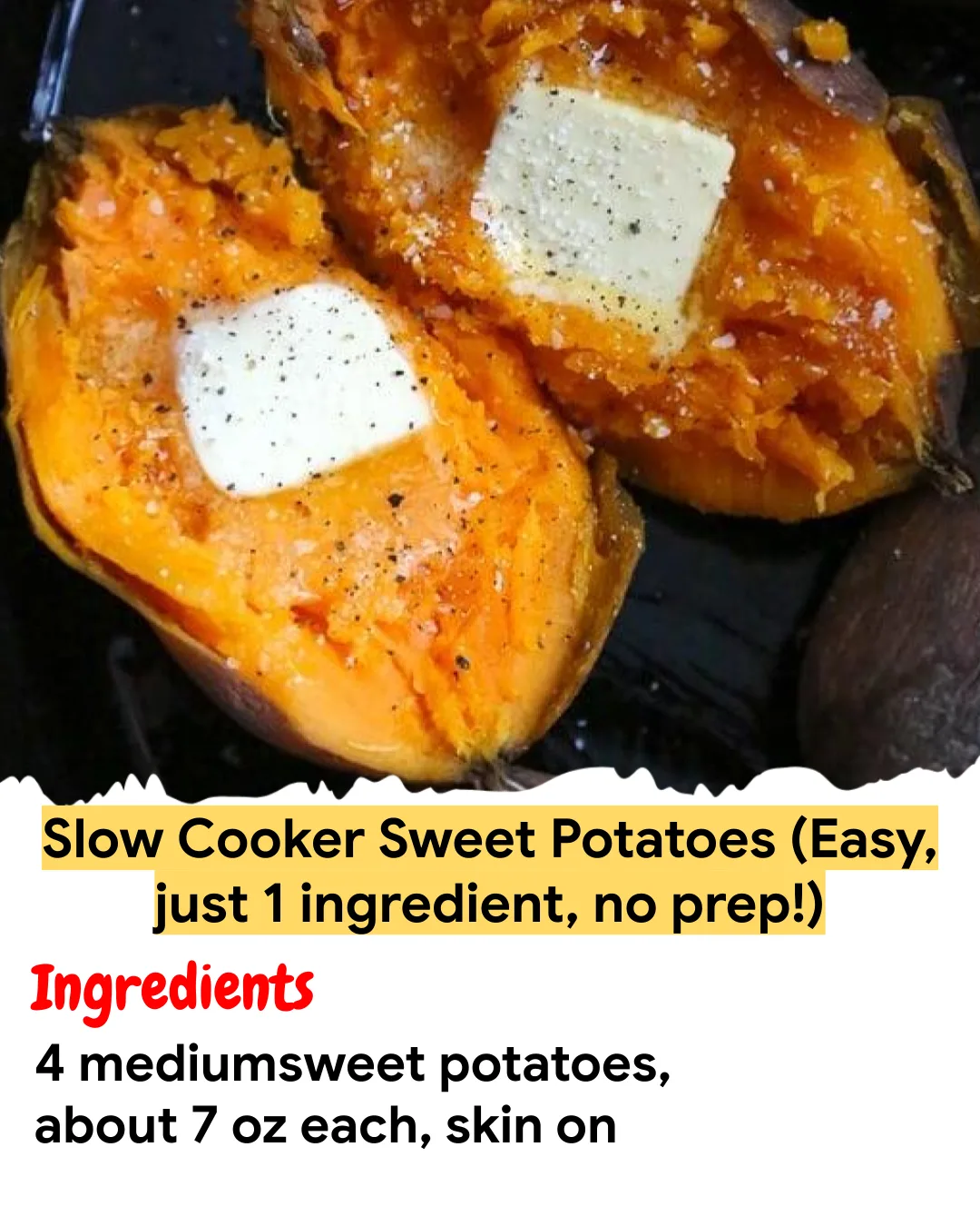Meal Prep Recipe Slow Cooker Sweet Potatoes (Easy, just 1 ingredient, no prep!)