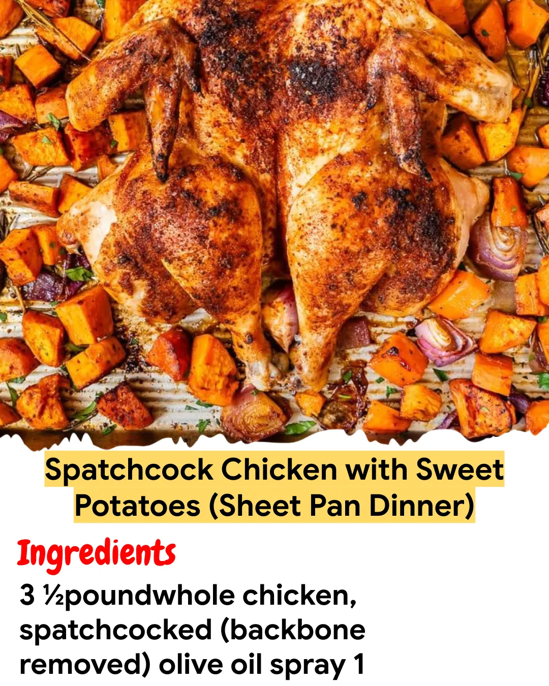 Meal Prep Recipe Spatchcock Chicken with Sweet Potatoes (Sheet Pan Dinner)