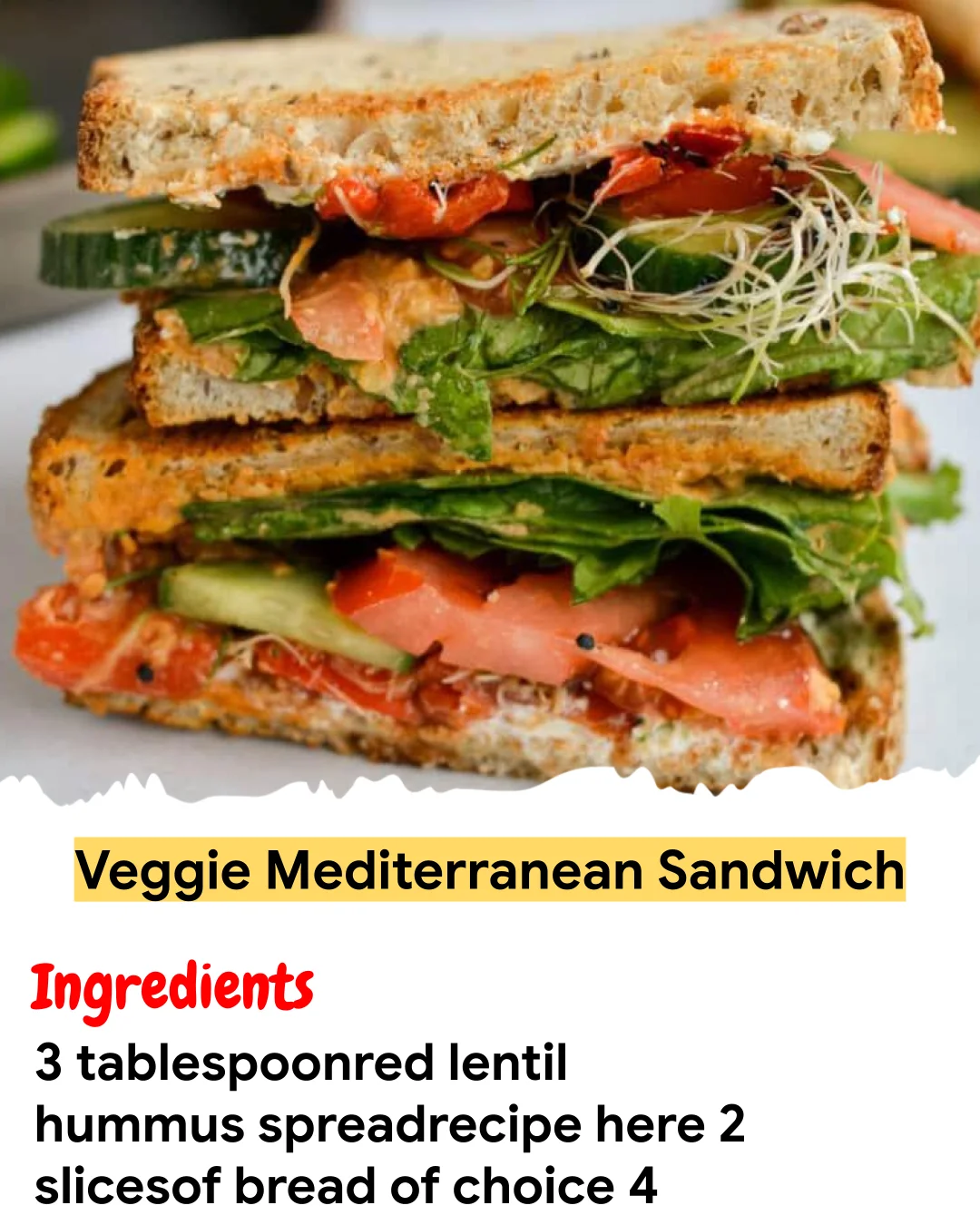 Meal Prep Recipe Veggie Mediterranean Sandwich