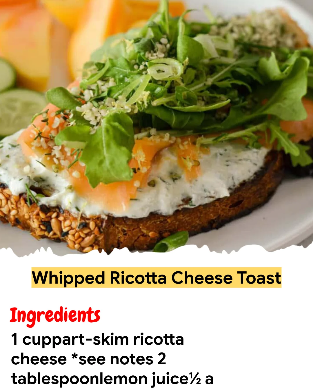 Meal Prep Recipe Whipped Ricotta Cheese Toast