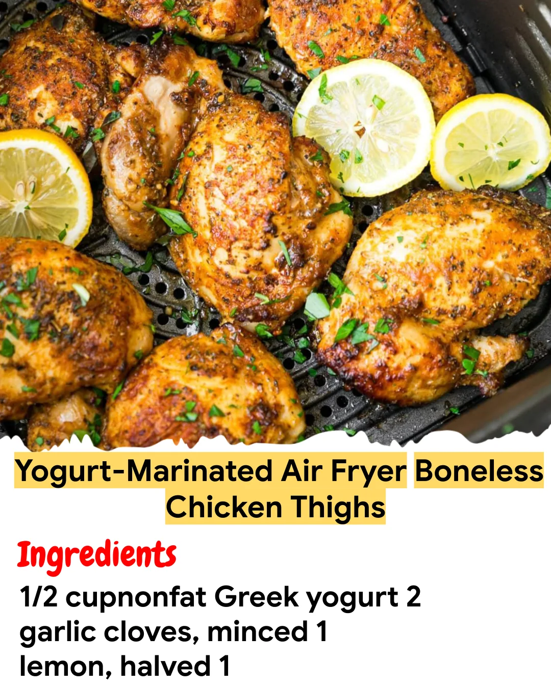 Meal Prep Recipe Yogurt-Marinated Air Fryer Boneless Chicken Thighs