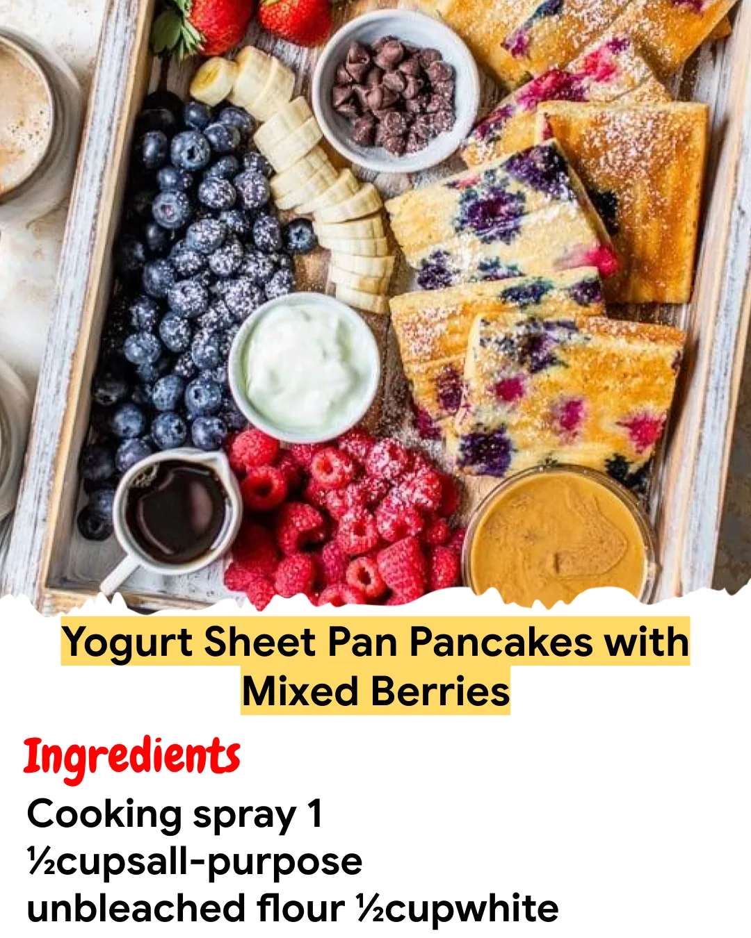 Meal Prep Recipe Yogurt Sheet Pan Pancakes with Mixed Berries