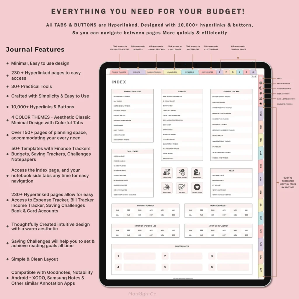 Digital Budget Planner, Digital Financial Budget Planner, Digital Finance Planner, Finance Tracker, Undated Budget Planner,GoodNotes Planner