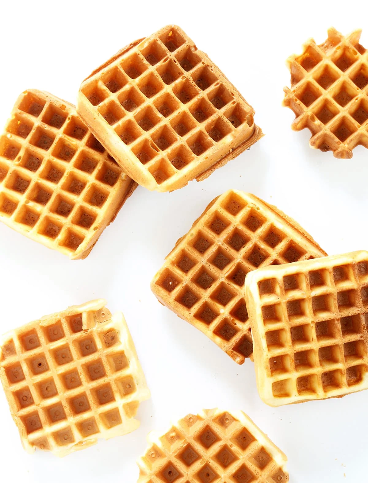 6 waffles on a white background