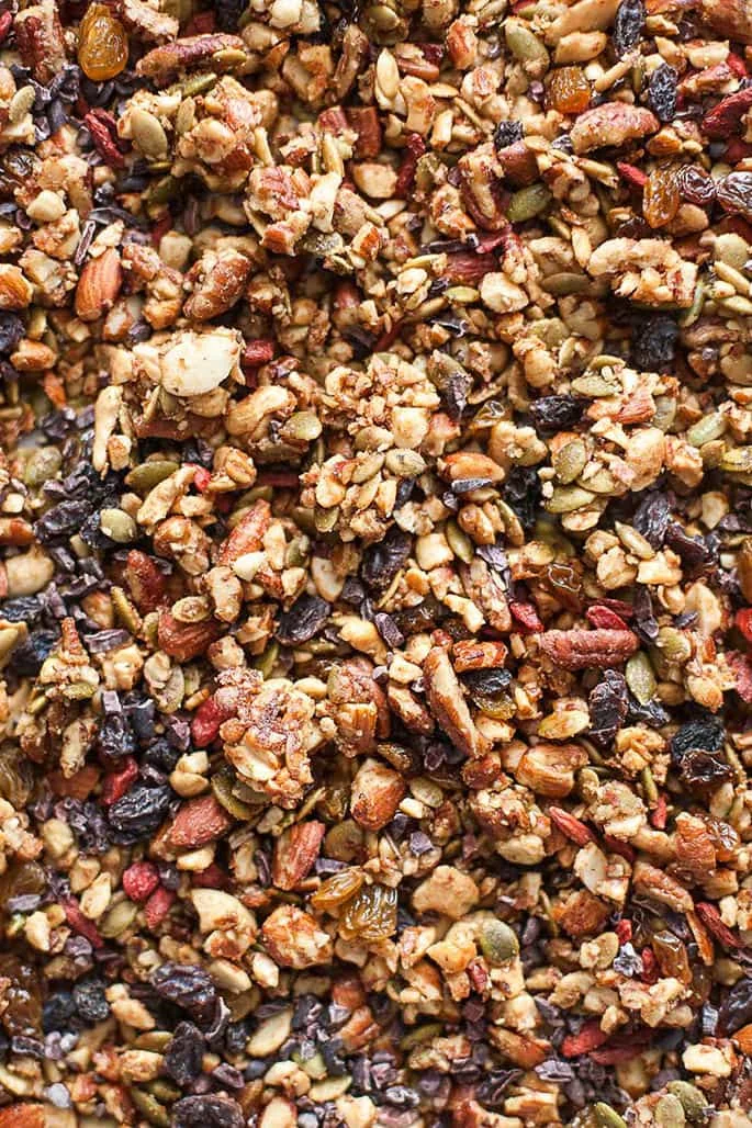 A close up of granola