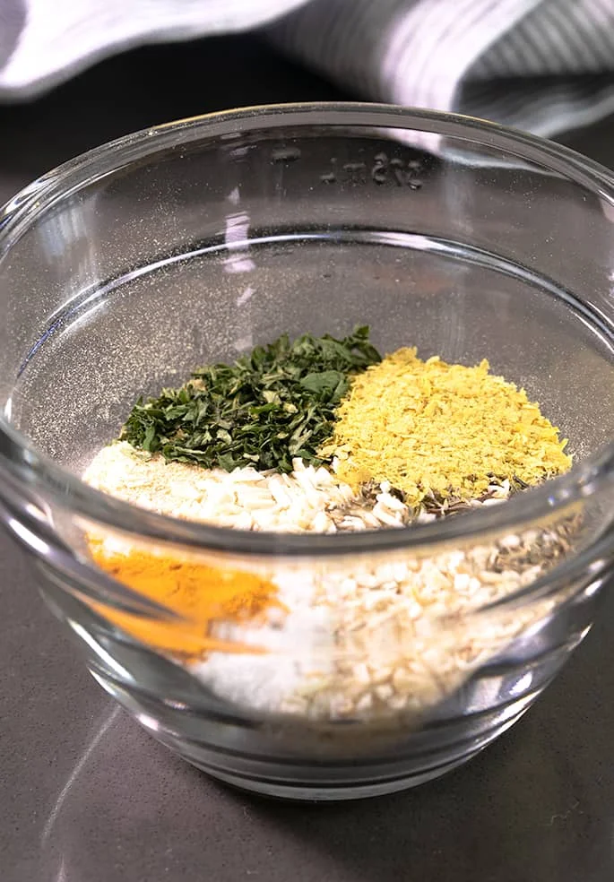 A small bowl with spices for homemade Rice a Roni