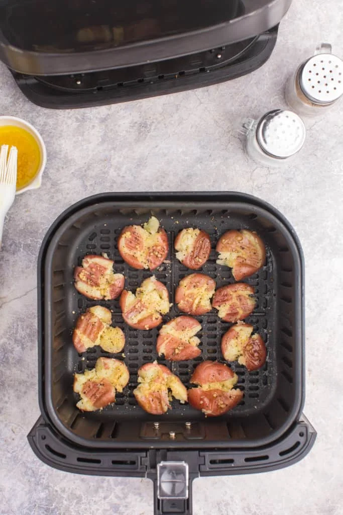air fryer basket with baby potatoes