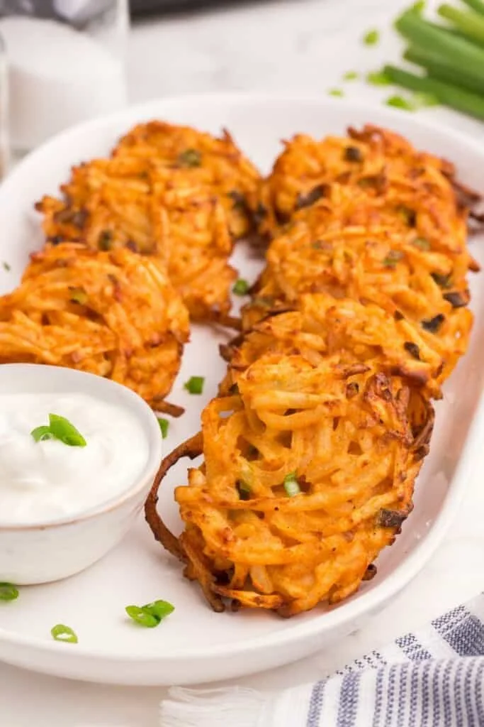 air fryer german potato cakes with dipping sauce