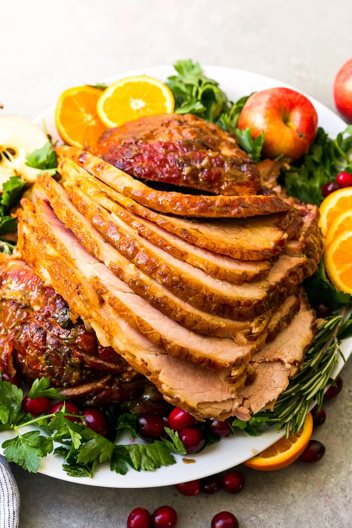 Baked Honey-Mustard Ham with apples