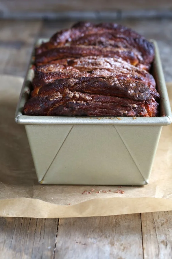 Bread in a metal loaf pan