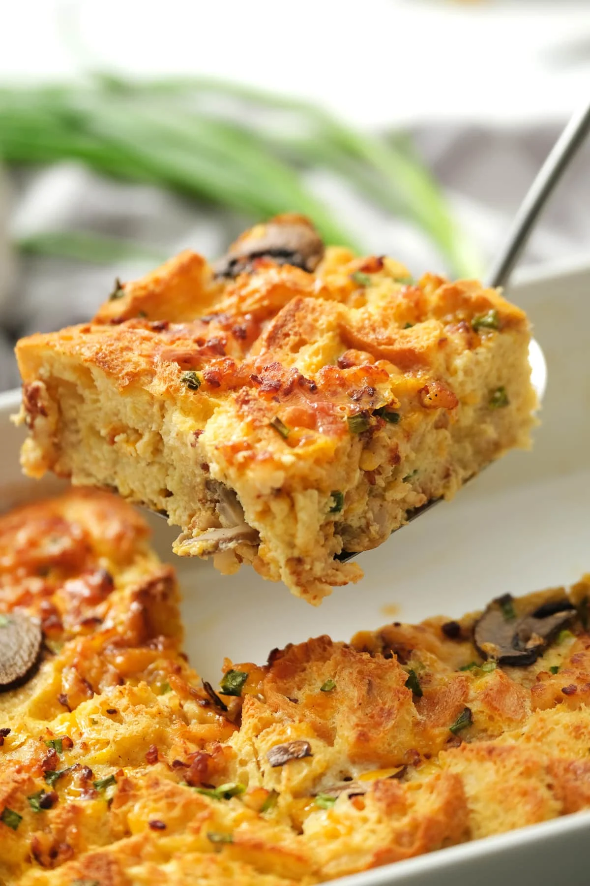 Breakfast Strata with Sausage and Mushrooms