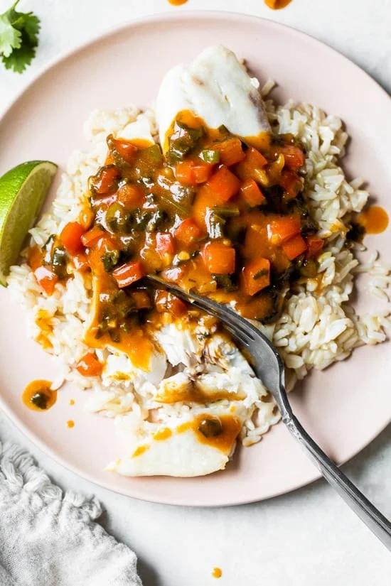 Broiled Tilapia with Thai Coconut Curry Sauce