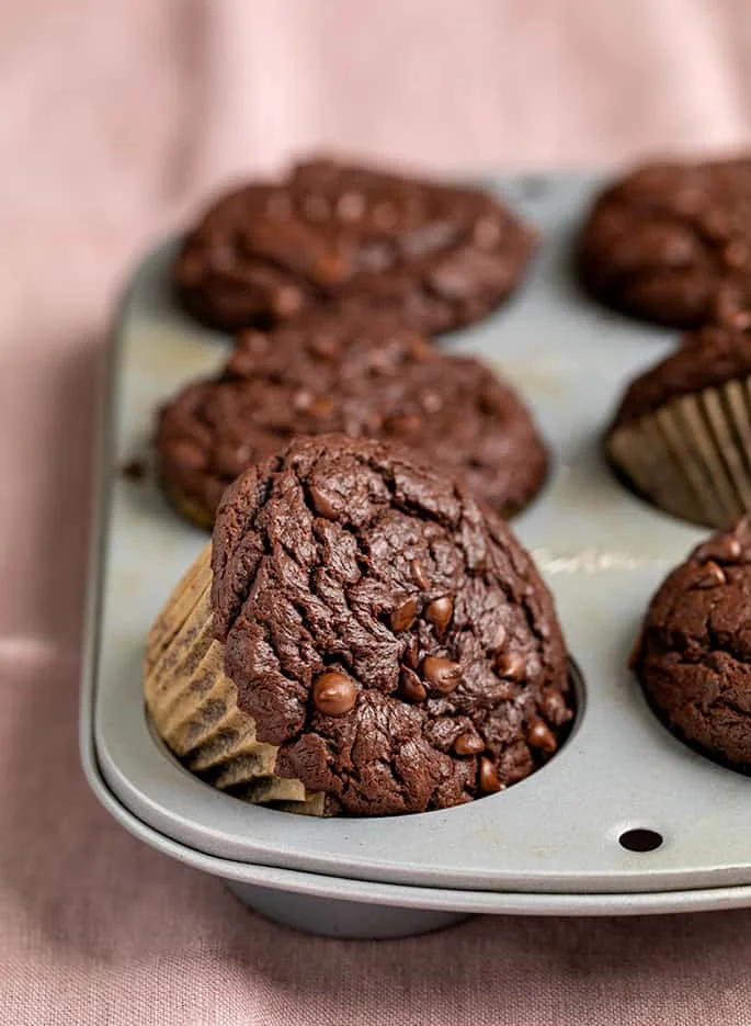 Flourless Chocolate Muffins | With Peanut Butter