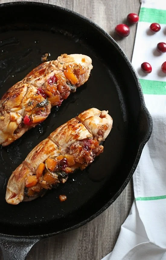 Butternut Stuffed Turkey Tenderloin with Cranberries and Pecans – tastes like Thanksgiving all in one dish!