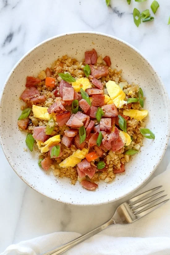 Cauliflower Fried “Rice” with Leftover Ham