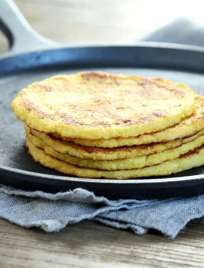 Cauliflower tortillas in a stack