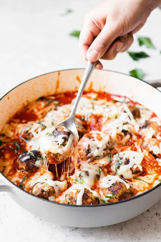 Cheesy Turkey Meatball Skillet