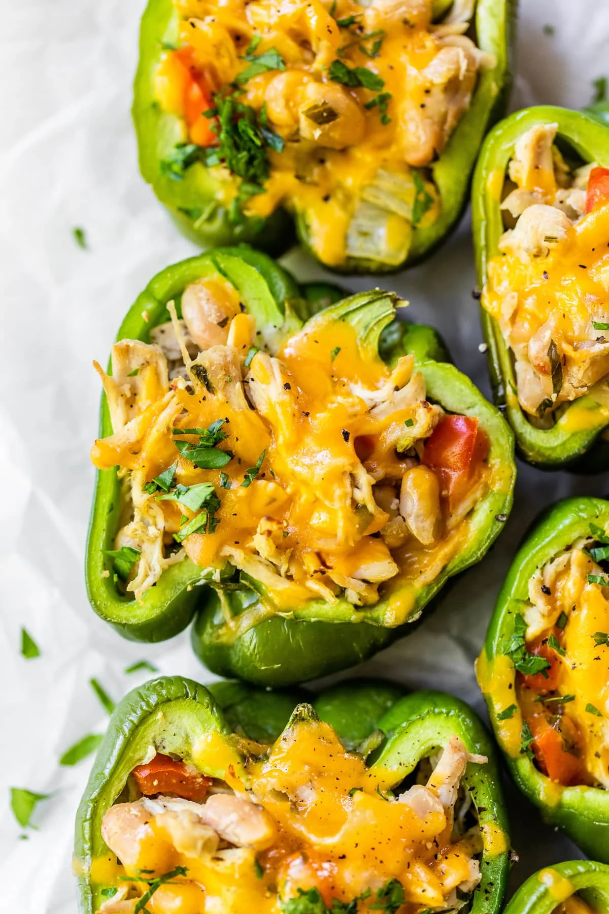 Chicken and White Bean Stuffed Peppers