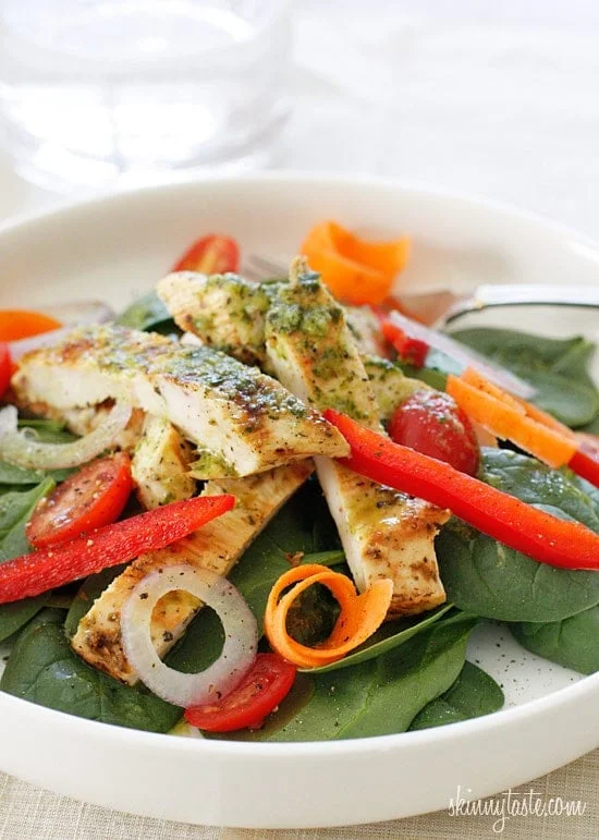 Grilled Chicken and Spinach Salad with Balsamic Vinaigrette