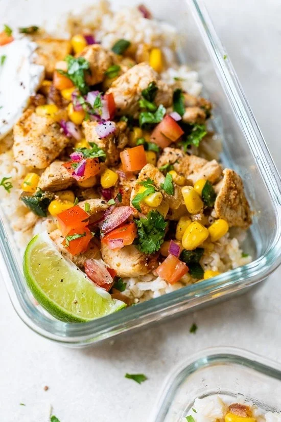 Chicken Taco Poblano Rice Bowls