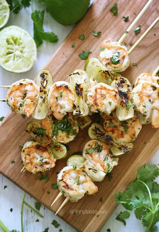 cilantro lime grilled shrimp on skewers