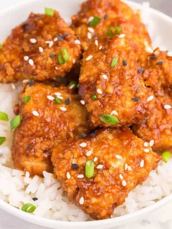 closeup of teriyaki chicken