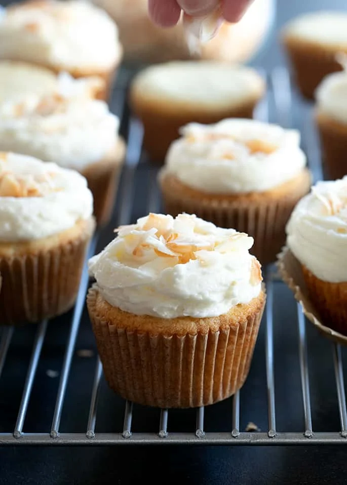 Frosted Gluten Free Coconut Cupcakes