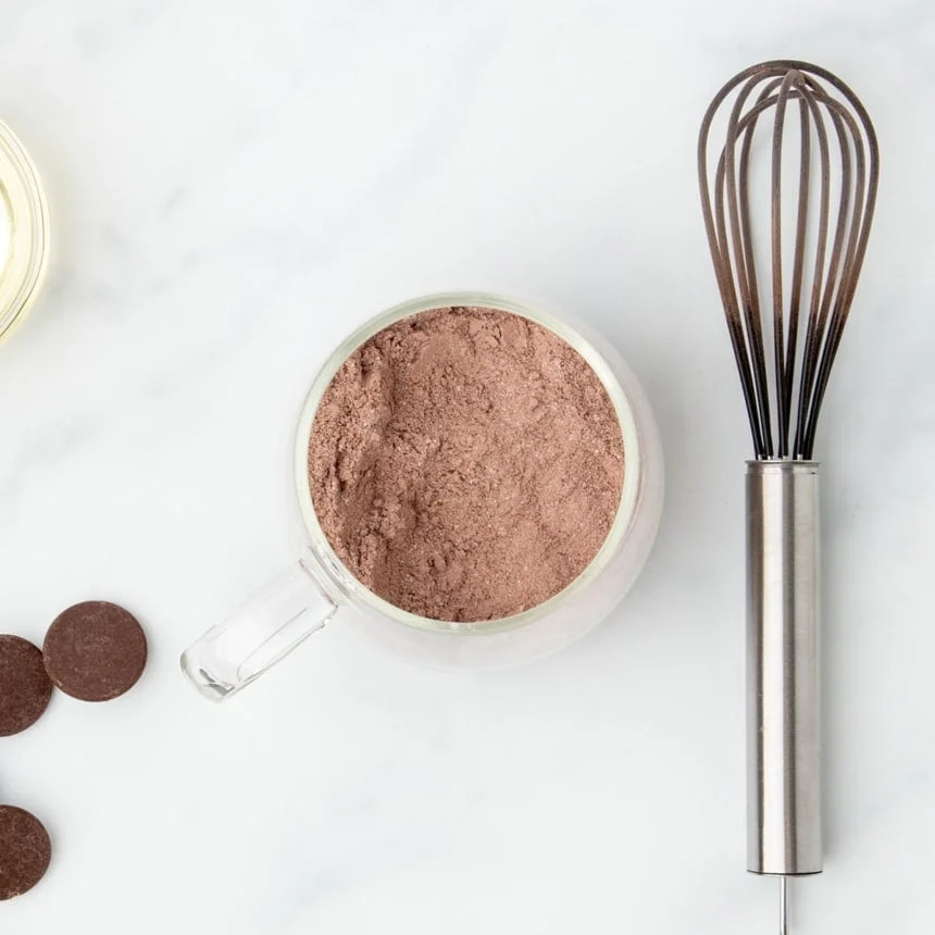 Dry mix whisked together in a glass mug until smooth and uniform.