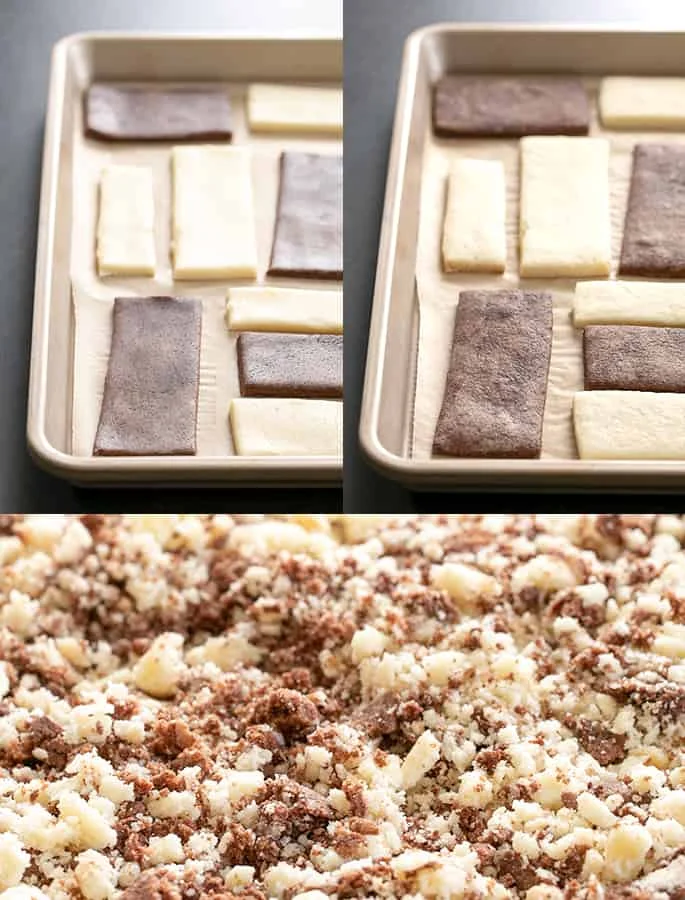 Eclair ice cream bar topping raw, baked and crumbled