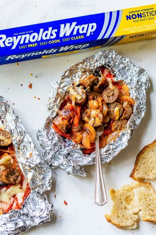 Foil Packet Sausage and Peppers
