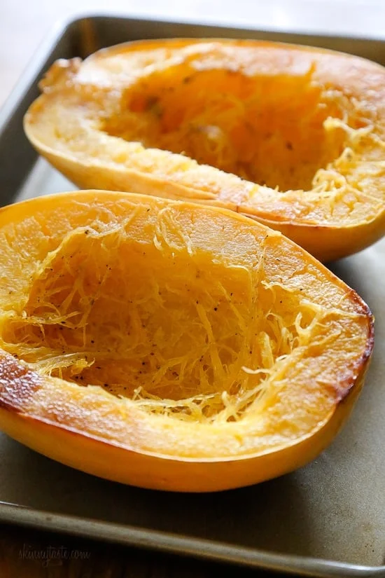 For best results roast spaghetti squash cut side down for about 1 hour.