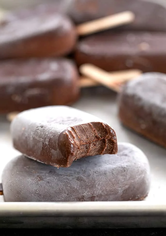 Fudgesicles on a baking sheet