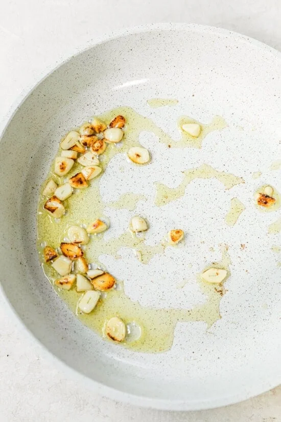 garlic and oil in skillet