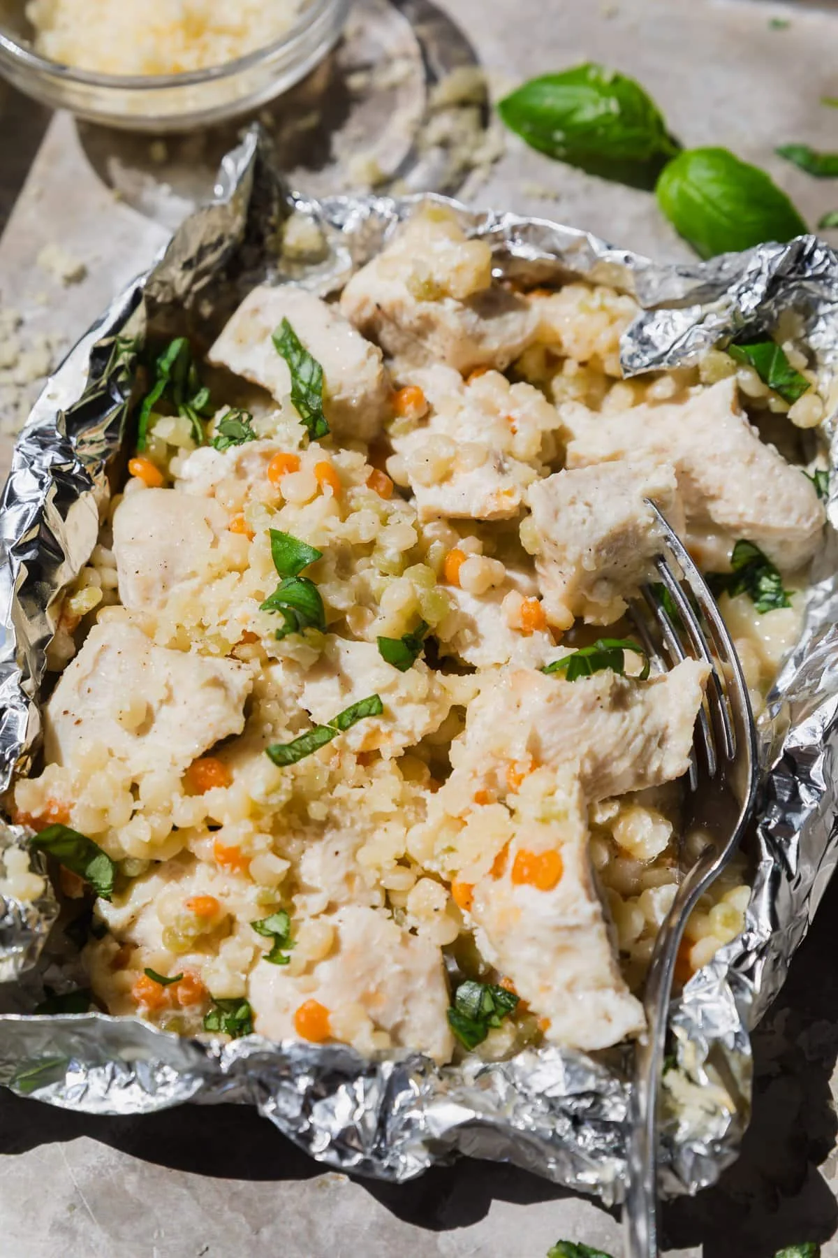 Creamy Chicken Foil Packets with Couscous