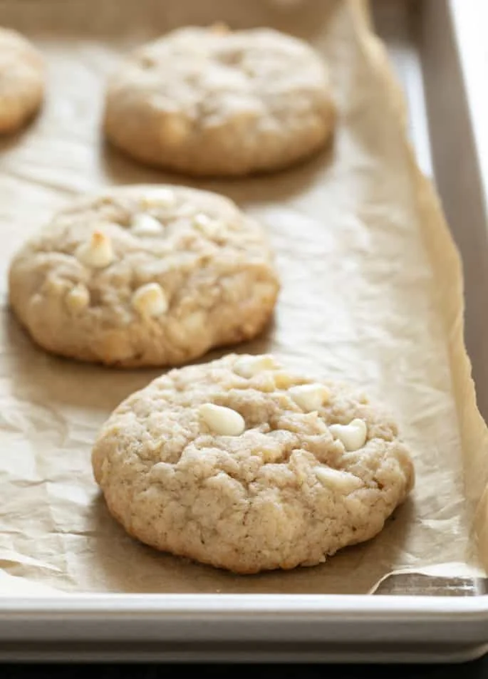Gluten free apple pie cookies baked on tray.