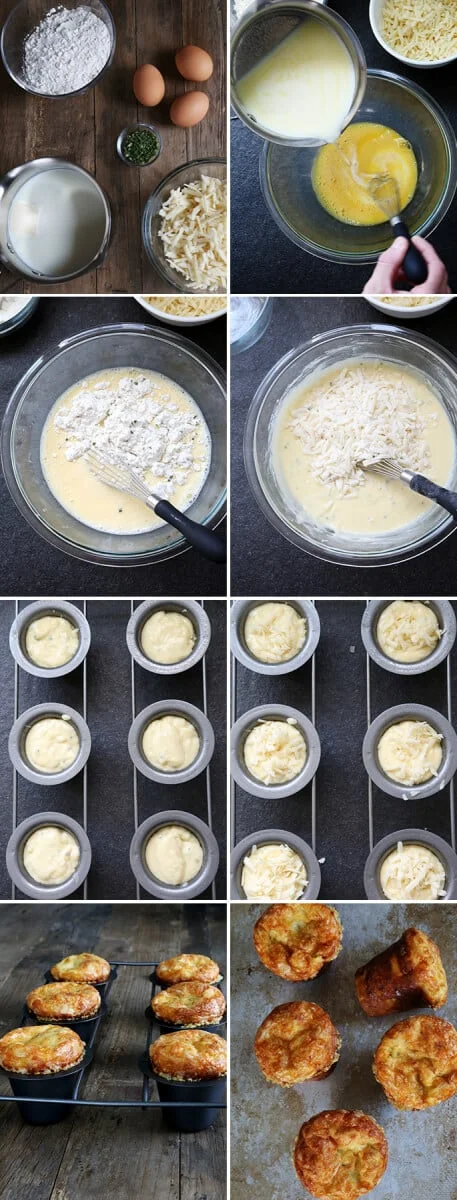 Gluten Free Gruyere and Chive Popovers, Step by Step