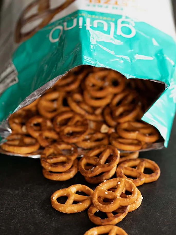 Glutino gluten free pretzels are some of the best packaged brands made, and they're widely available across the United States.