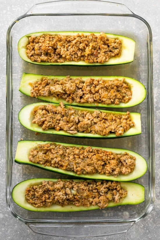 ground turkey in zucchini boats