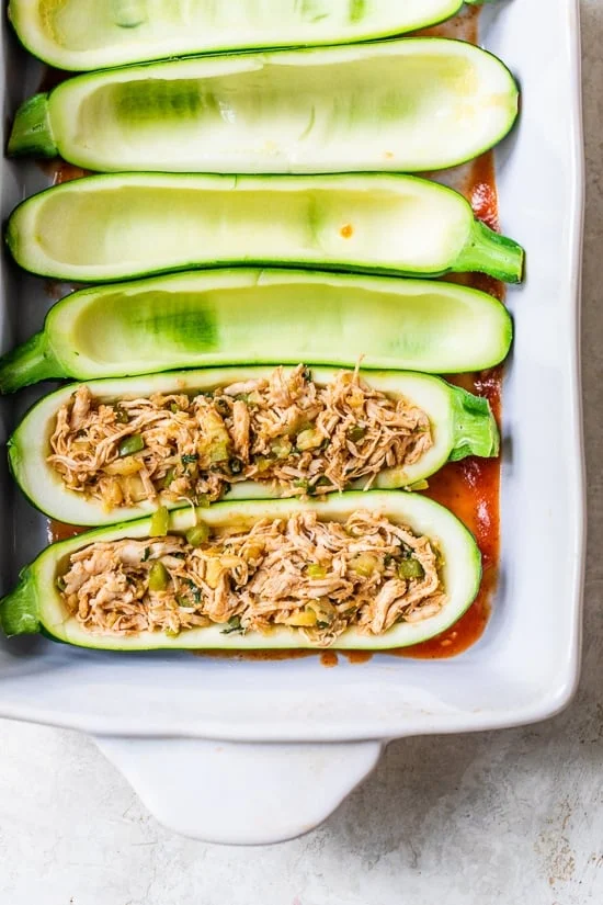 how to make chicken zucchini boats
