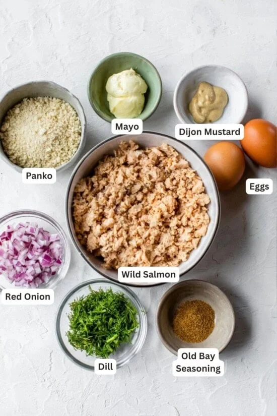Ingredients for Air Fryer Salmon Patties.