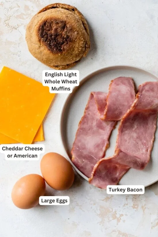 Ingredients for English Muffin Breakfast Sandwich.