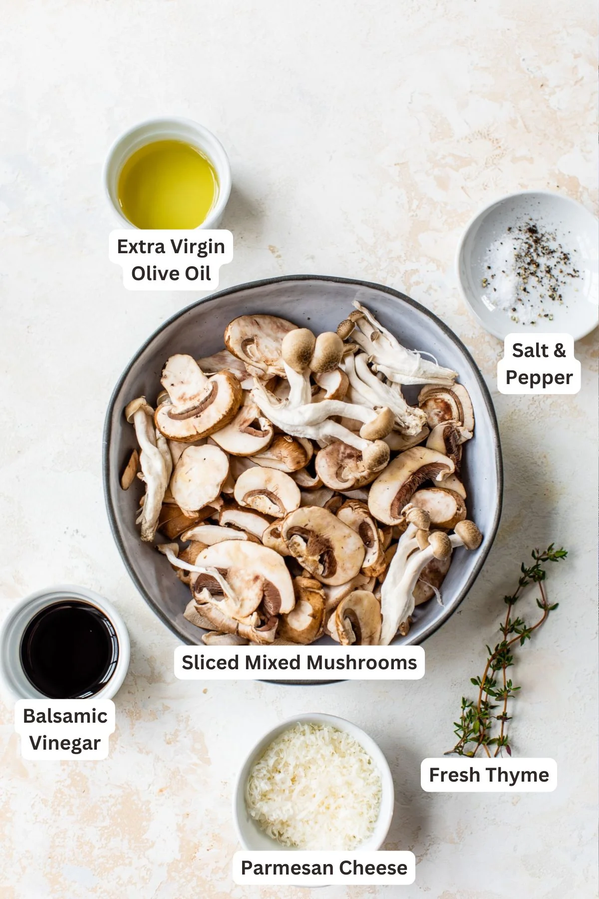 Ingredients for Roasted Mushrooms with Parmesan.