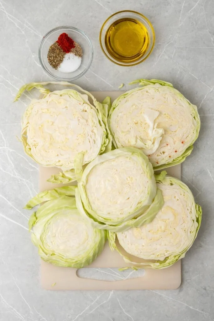 ingredients needed for air fried cabbage. 