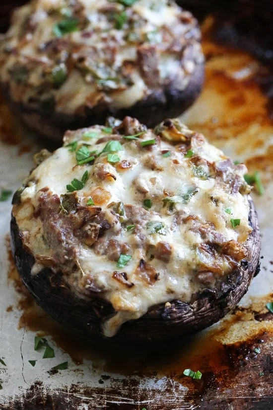 Philly Cheesesteak Stuffed Portobello Mushrooms