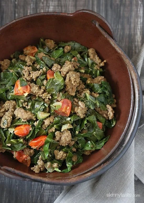 Kenyan Braised Collard Greens and Ground Beef (Sukuma Wiki)